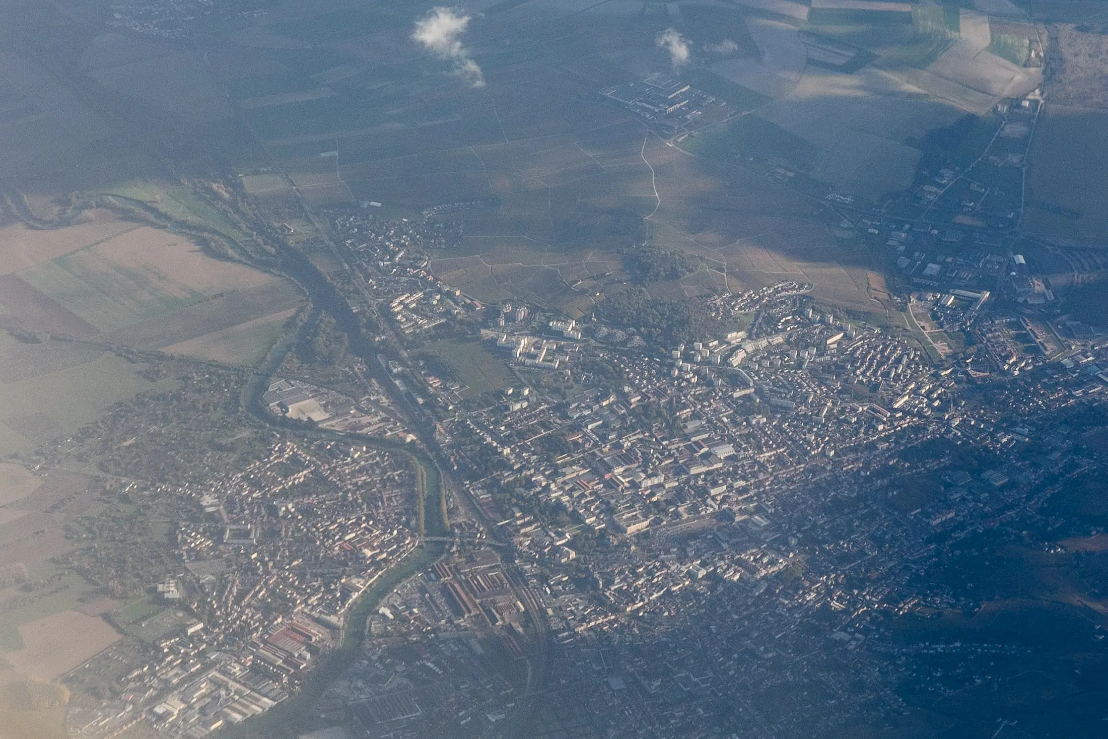 Aerial view of Épernay photographed in October 2017
