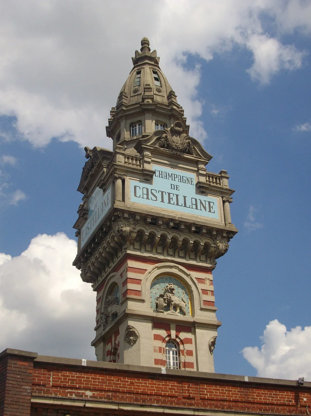 The de Castellane tower rising above the Champagne house in Épernay